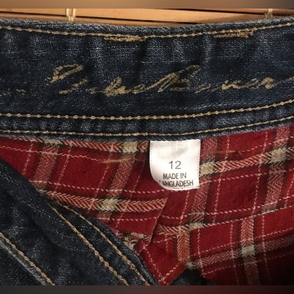 Eddie Bauer Flannel Lined Jeans Distressed Worn Size 12 - Picture 6 of 7